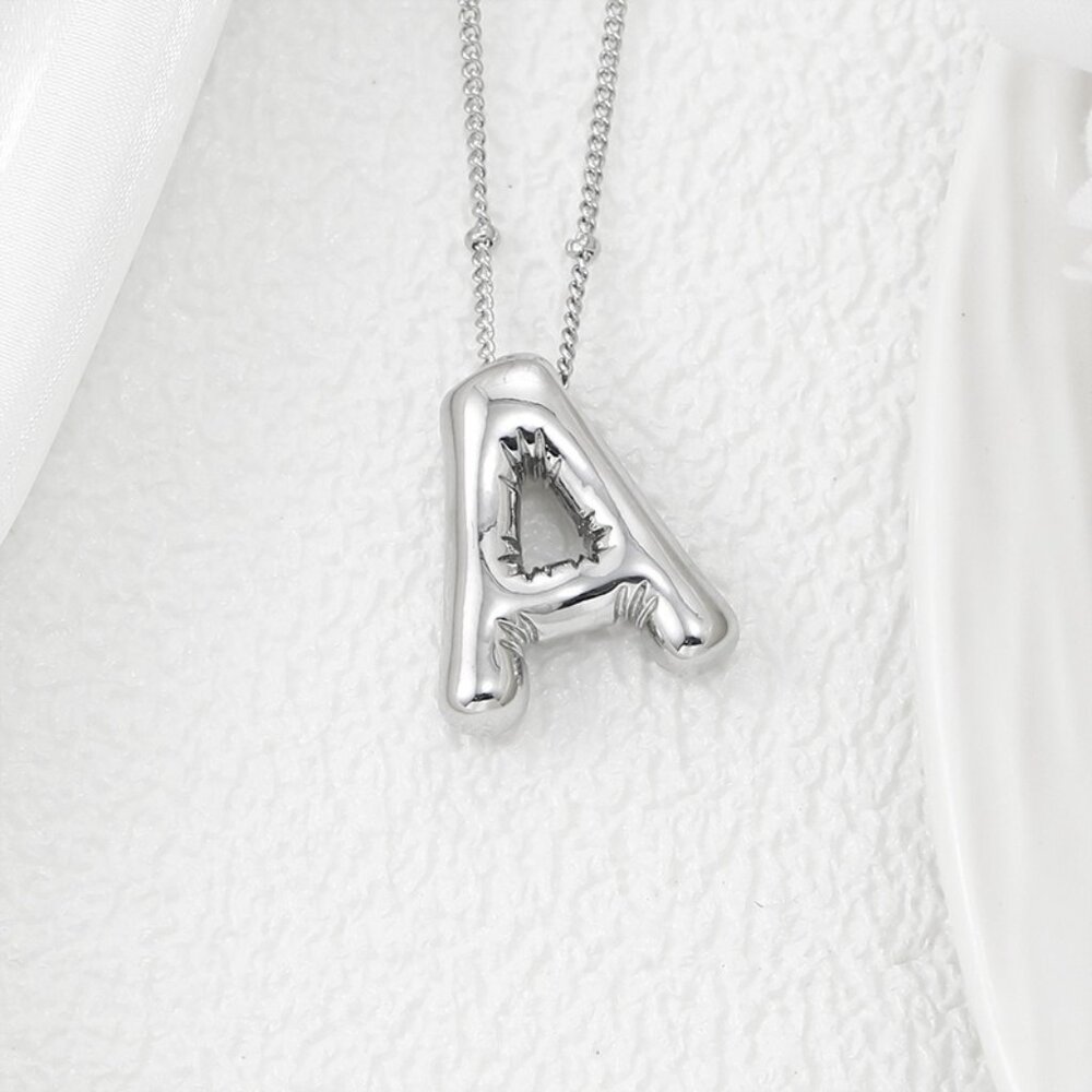 Copper Bubble Letter Pendant Necklace (Style A)